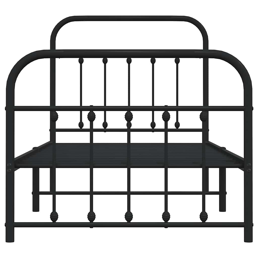 Metal Bed Frame without Mattress with Footboard Black 90x200cm