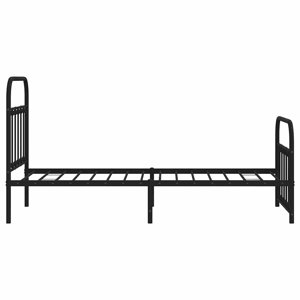 Metal Bed Frame without Mattress with Footboard Black 90x200cm