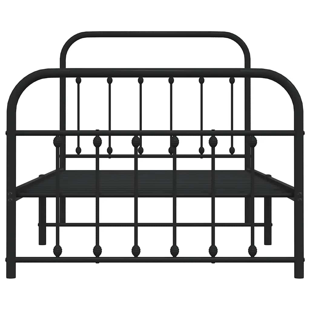 Metal Bed Frame without Mattress with Footboard Black 100x190cm