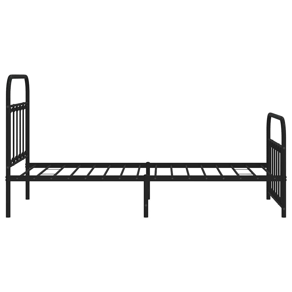 Metal Bed Frame without Mattress with Footboard Black 100x190cm