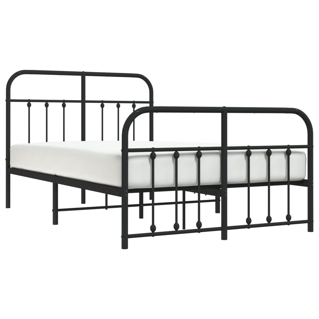 Metal Bed Frame without Mattress with Footboard Black 120x190cm