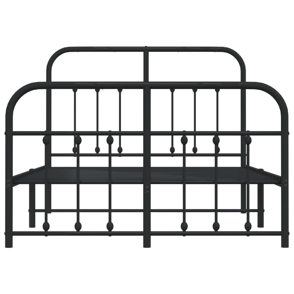 Metal Bed Frame without Mattress with Footboard Black 120x190cm