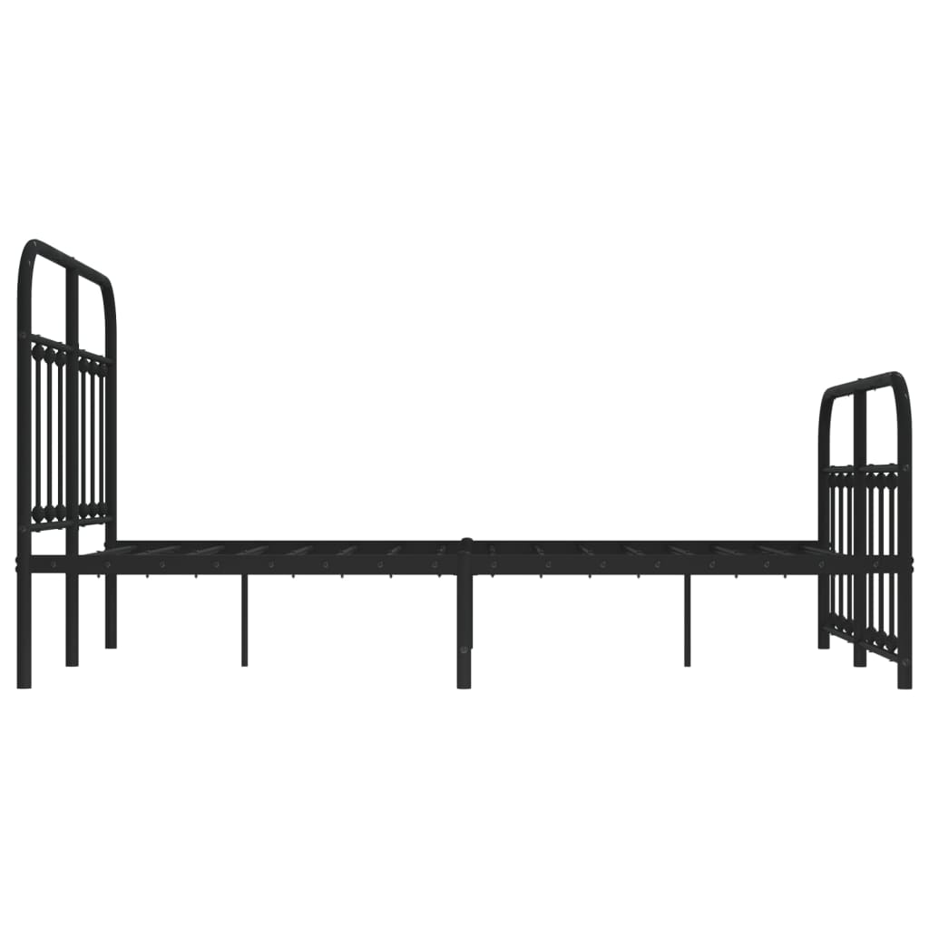 Metal Bed Frame without Mattress with Footboard Black 120x190cm