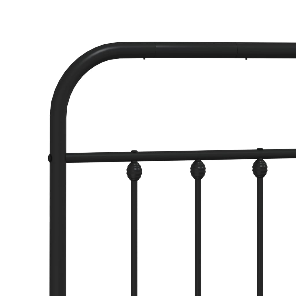 Metal Bed Frame without Mattress with Footboard Black 120x190cm