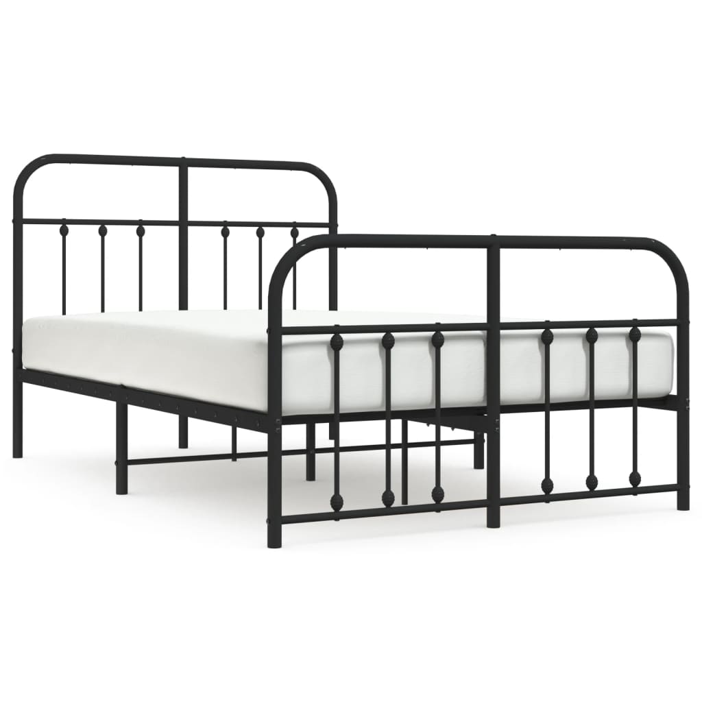 Metal Bed Frame without Mattress with Footboard Black 120x200cm