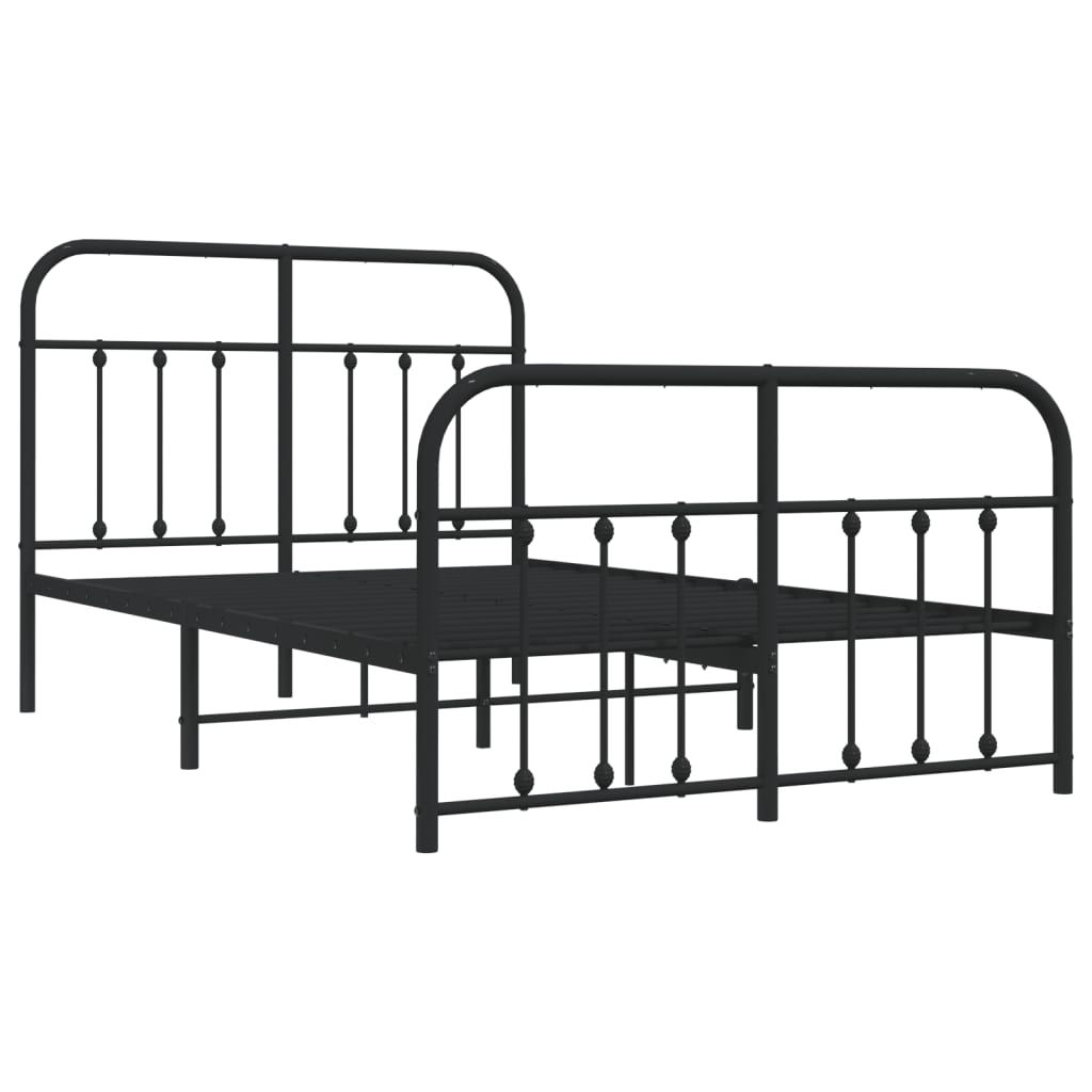 Metal Bed Frame without Mattress with Footboard Black 120x200cm