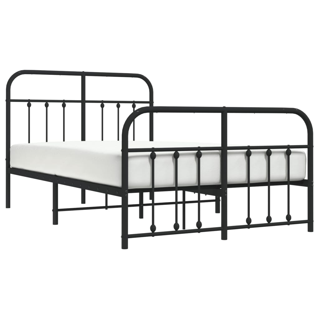 Metal Bed Frame without Mattress with Footboard Black 120x200cm