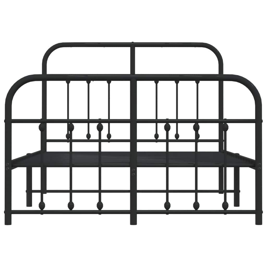 Metal Bed Frame without Mattress with Footboard Black 120x200cm