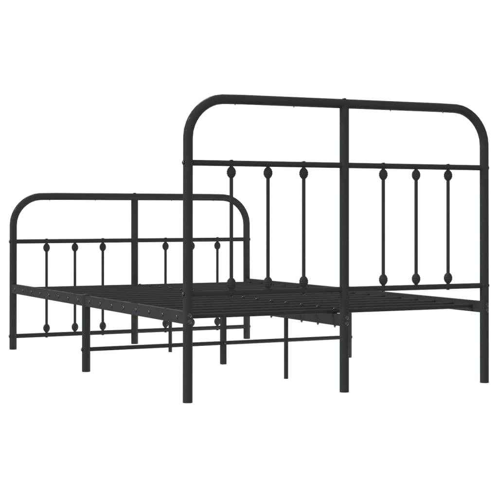 Metal Bed Frame without Mattress with Footboard Black 120x200cm