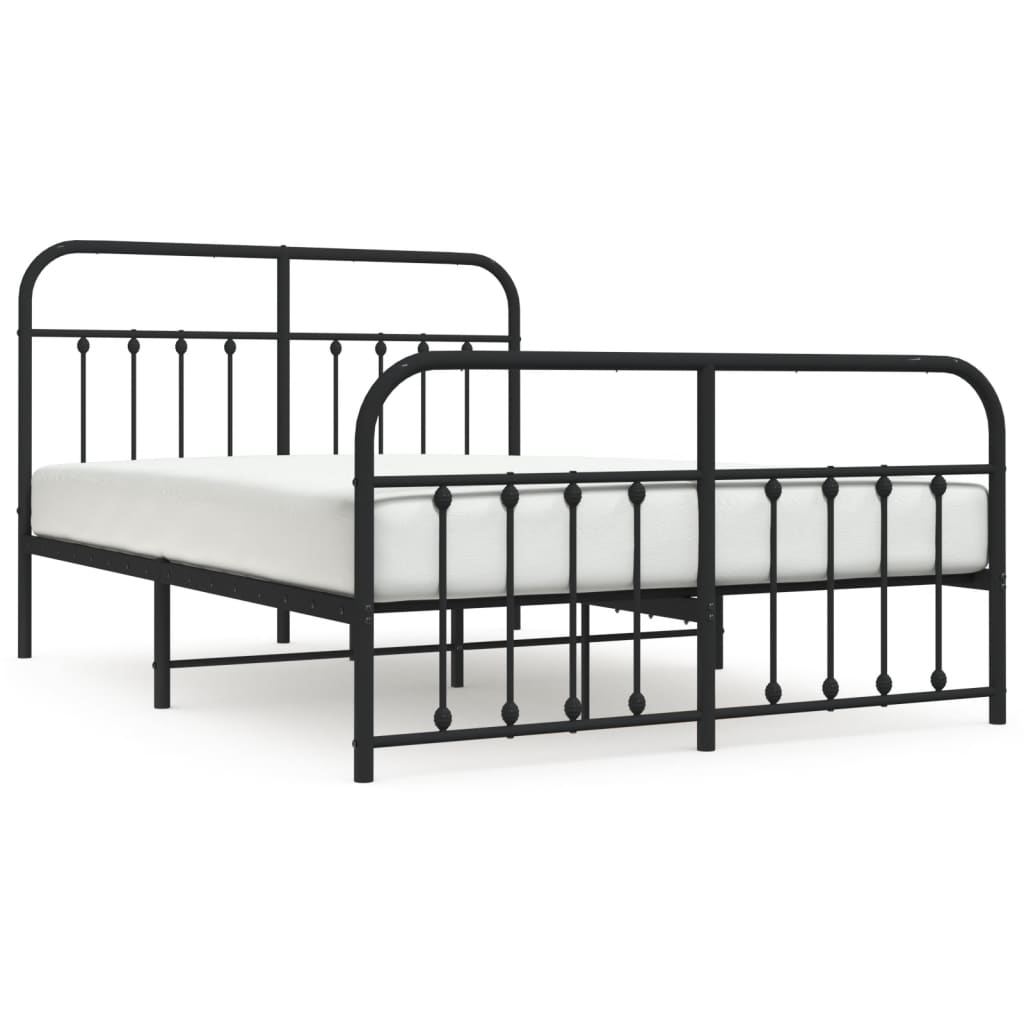 Metal Bed Frame without Mattress with Footboard Black 140x200cm
