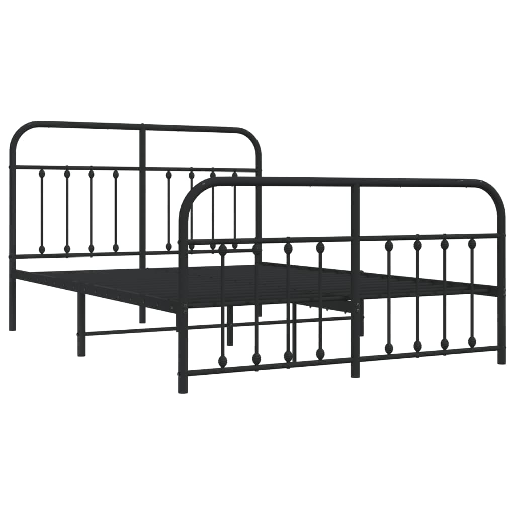 Metal Bed Frame without Mattress with Footboard Black 140x200cm