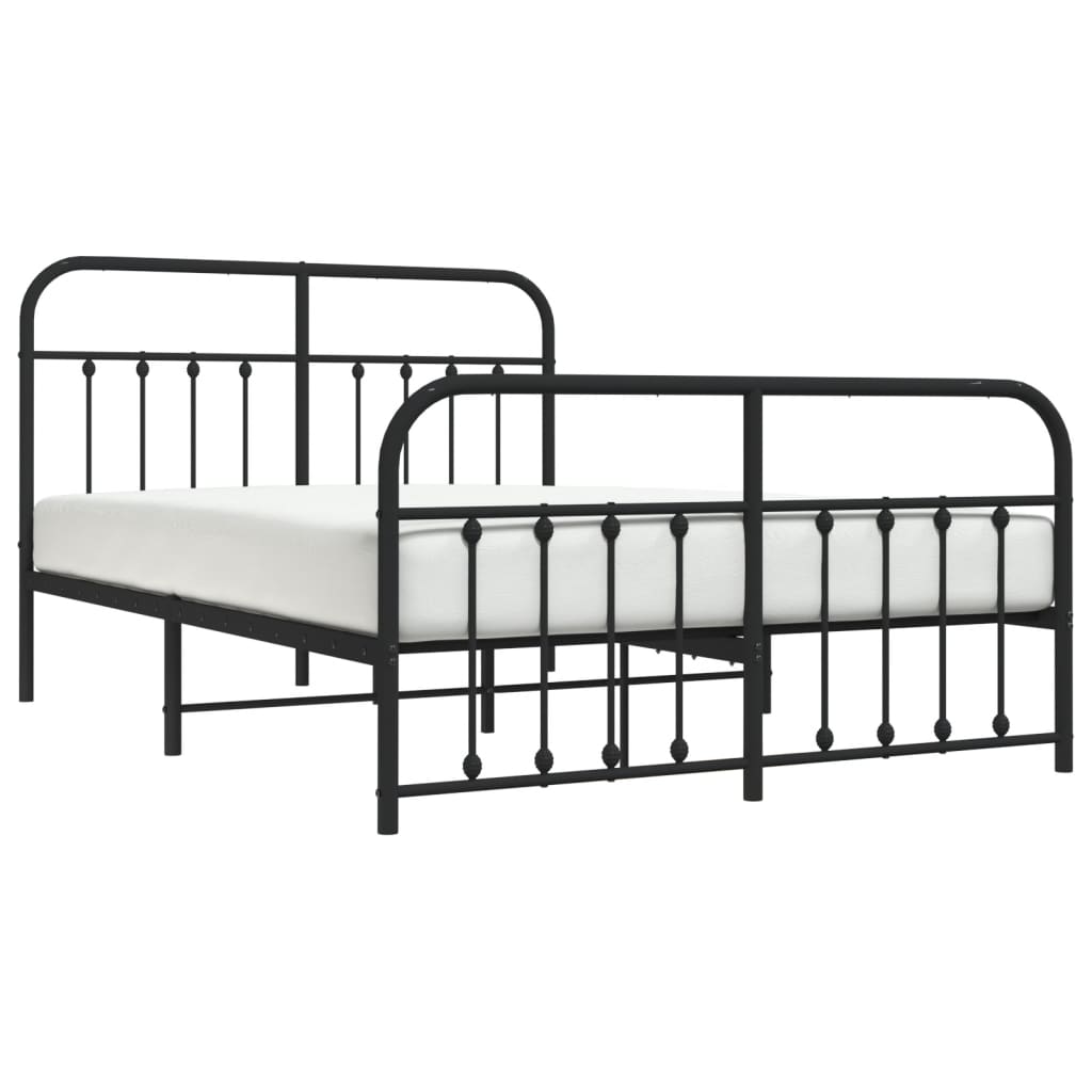Metal Bed Frame without Mattress with Footboard Black 140x200cm
