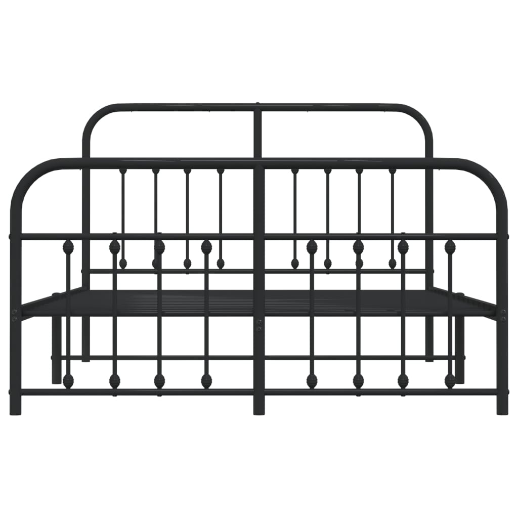 Metal Bed Frame without Mattress with Footboard Black 140x200cm