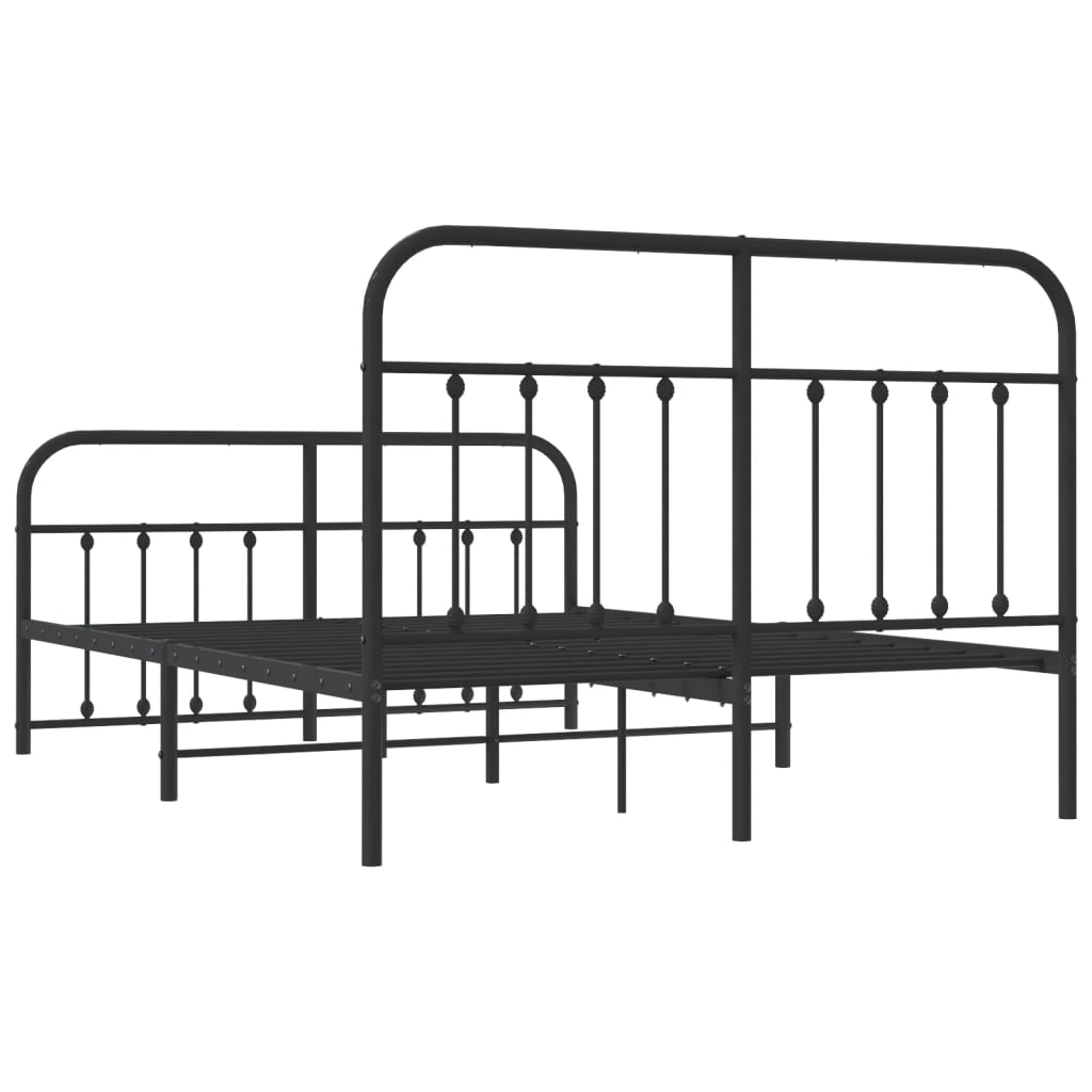Metal Bed Frame without Mattress with Footboard Black 140x200cm