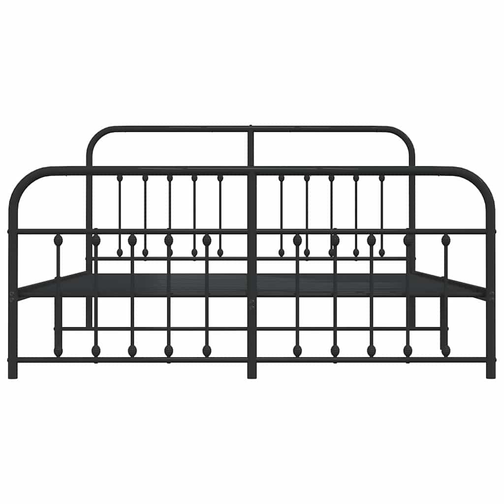 Metal Bed Frame without Mattress with Footboard Black 180x200cm
