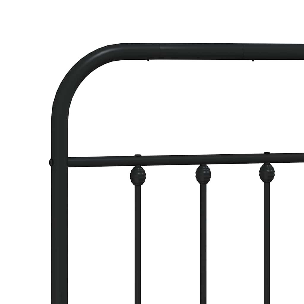 Metal Bed Frame without Mattress with Footboard Black 180x200cm