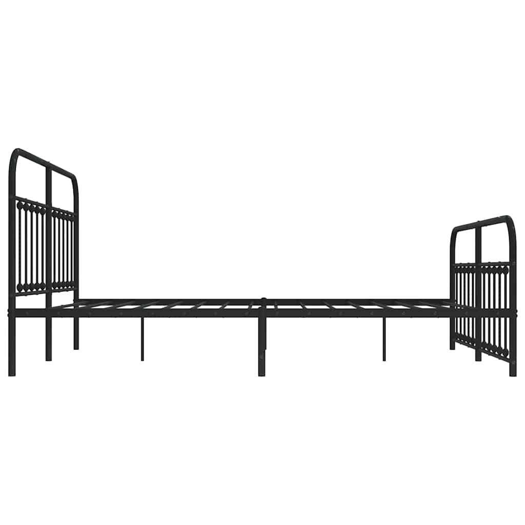 Metal Bed Frame without Mattress with Footboard Black 183x213cm