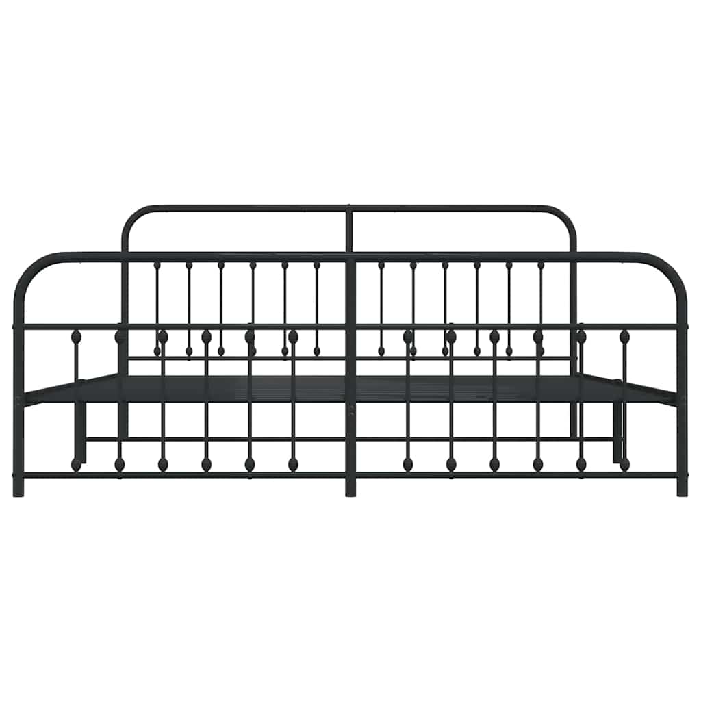 Metal Bed Frame without Mattress with Footboard Black 193x203cm