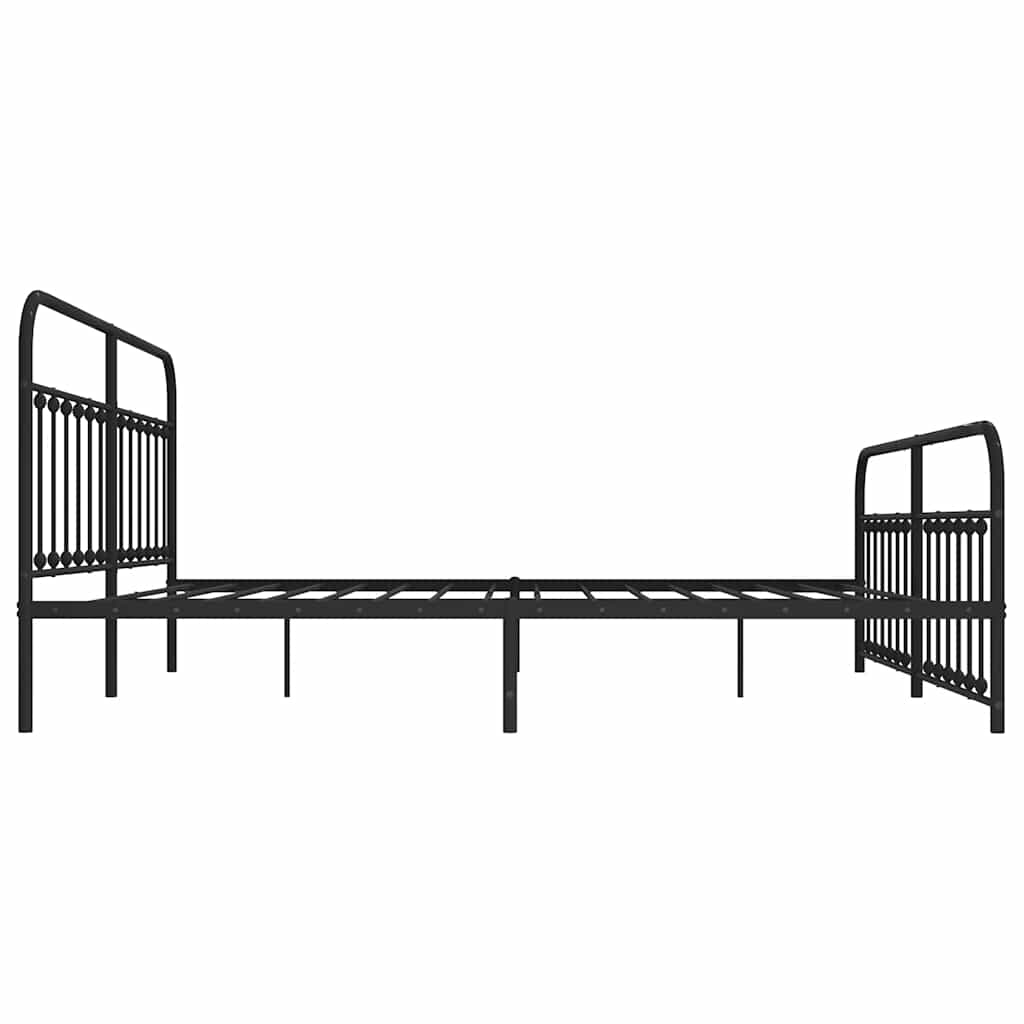 Metal Bed Frame without Mattress with Footboard Black 193x203cm