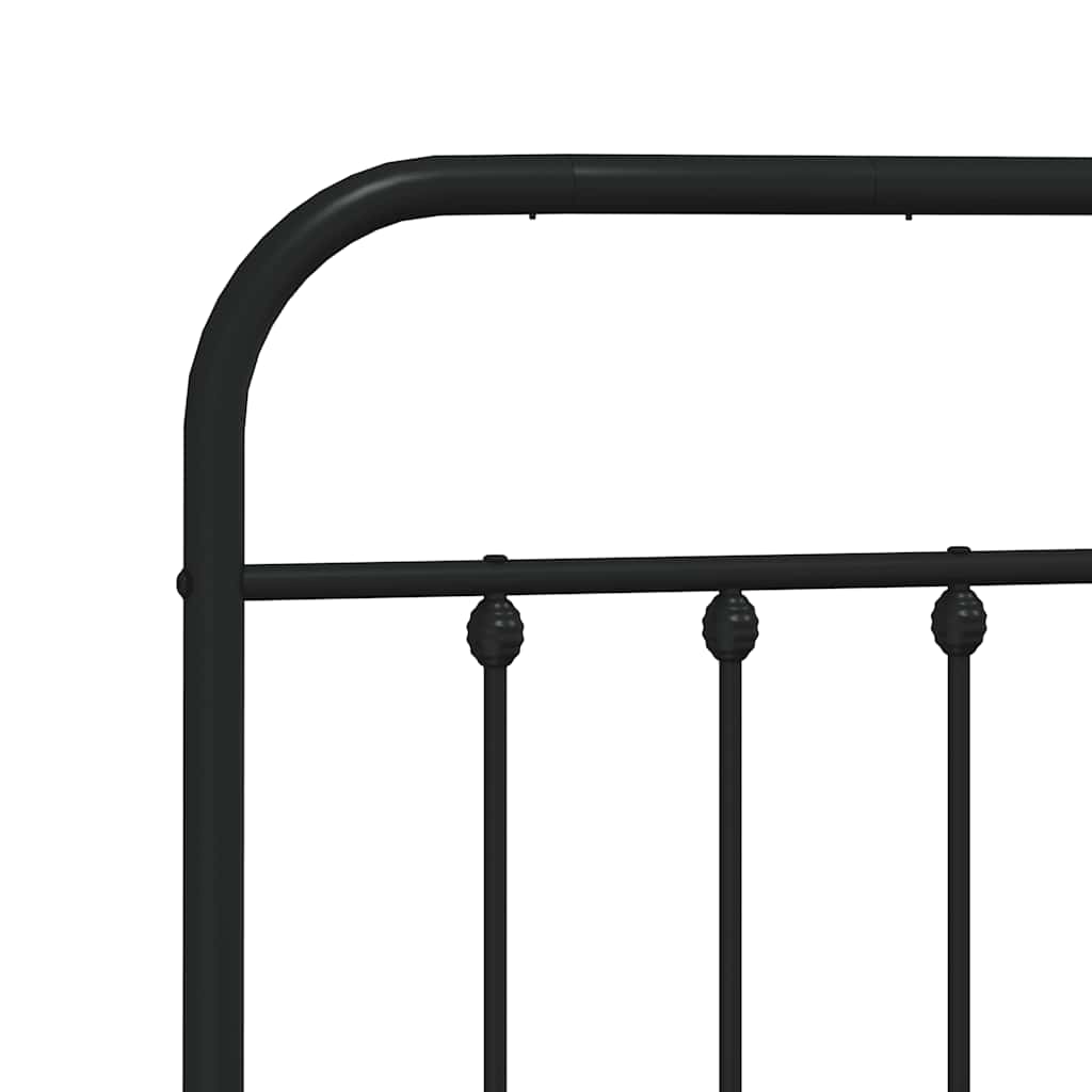 Metal Bed Frame without Mattress with Footboard Black 193x203cm