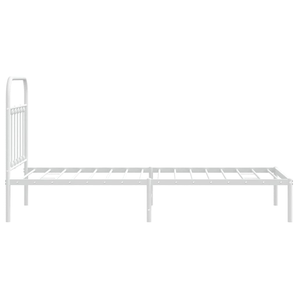 Metal Bed Frame without Mattress with Headboard White 90x190cm