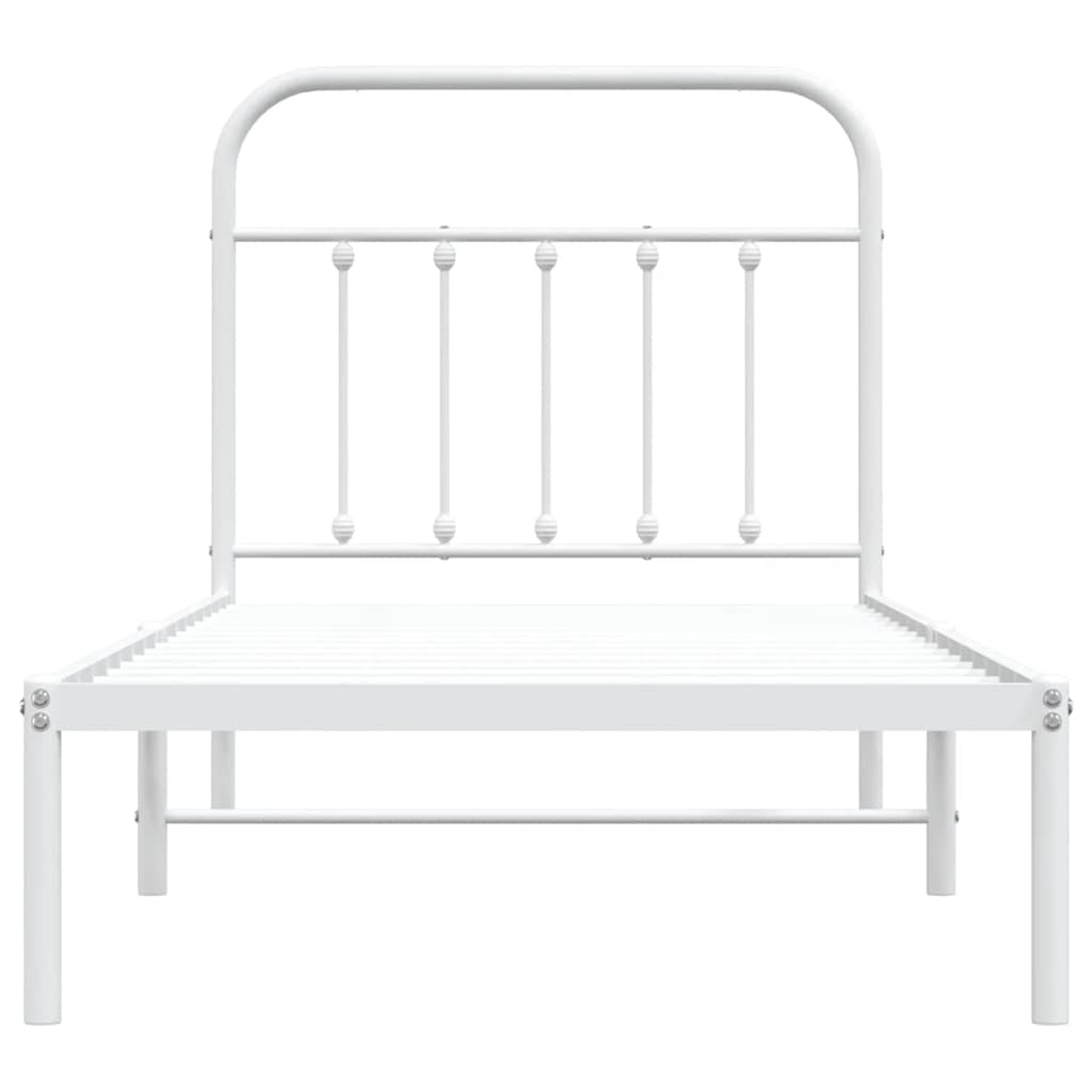 Metal Bed Frame without Mattress with Headboard White 90x200cm