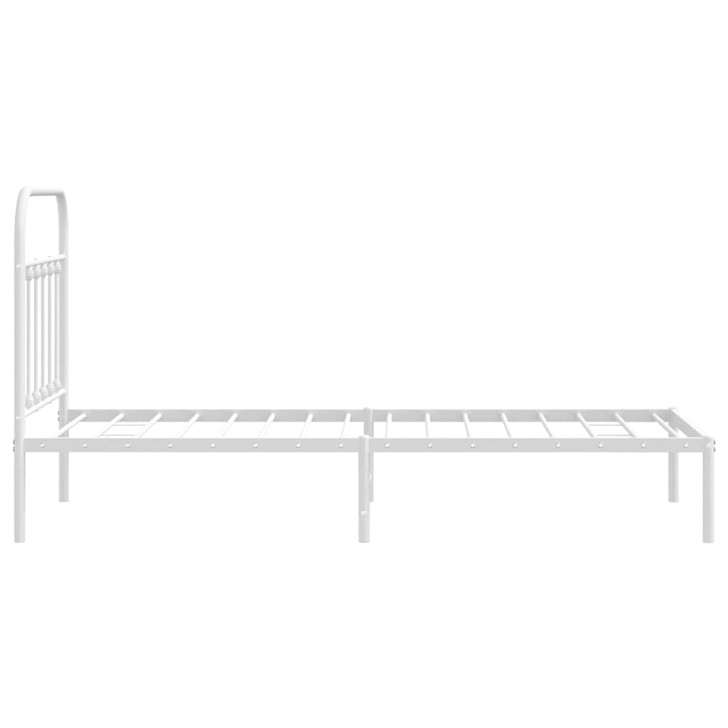 Metal Bed Frame without Mattress with Headboard White 90x200cm