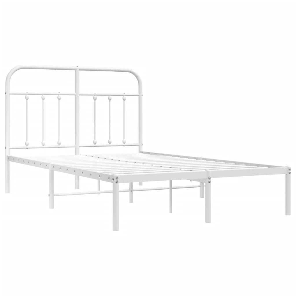 Metal Bed Frame without Mattress with Headboard White 120x190cm