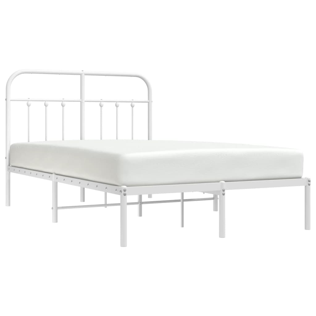 Metal Bed Frame without Mattress with Headboard White 120x190cm