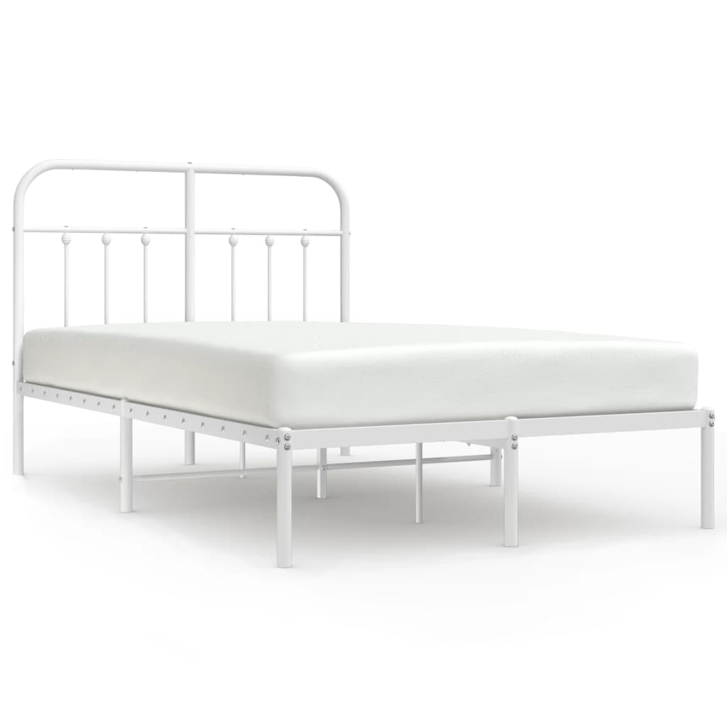 Metal Bed Frame without Mattress with Headboard White 120x200cm
