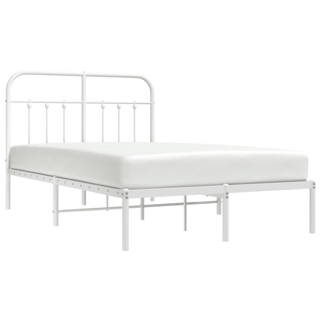 Metal Bed Frame without Mattress with Headboard White 120x200cm