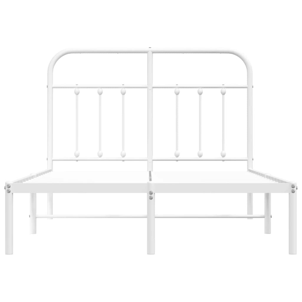 Metal Bed Frame without Mattress with Headboard White 120x200cm