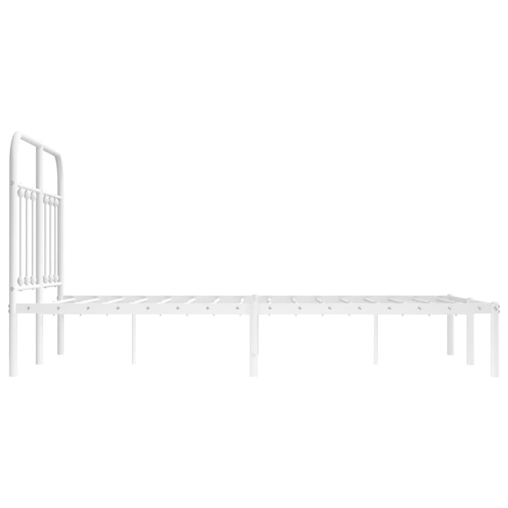 Metal Bed Frame without Mattress with Headboard White 120x200cm