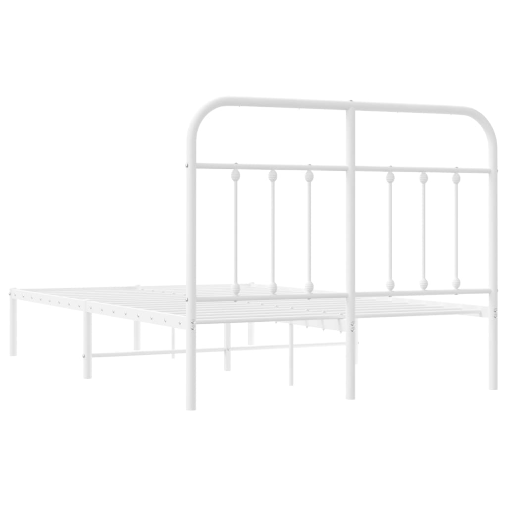 Metal Bed Frame without Mattress with Headboard White 120x200cm