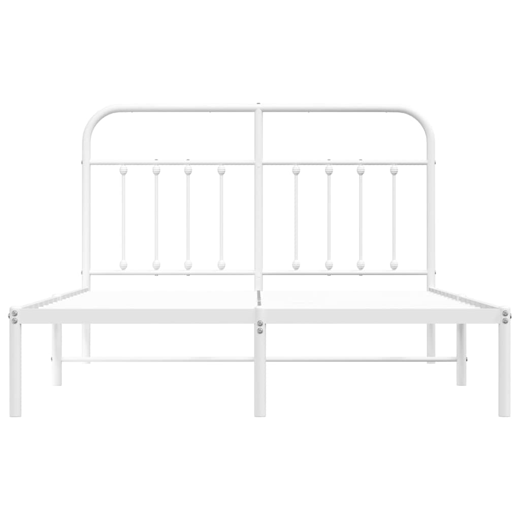 Metal Bed Frame without Mattress with Headboard White 135x190cm