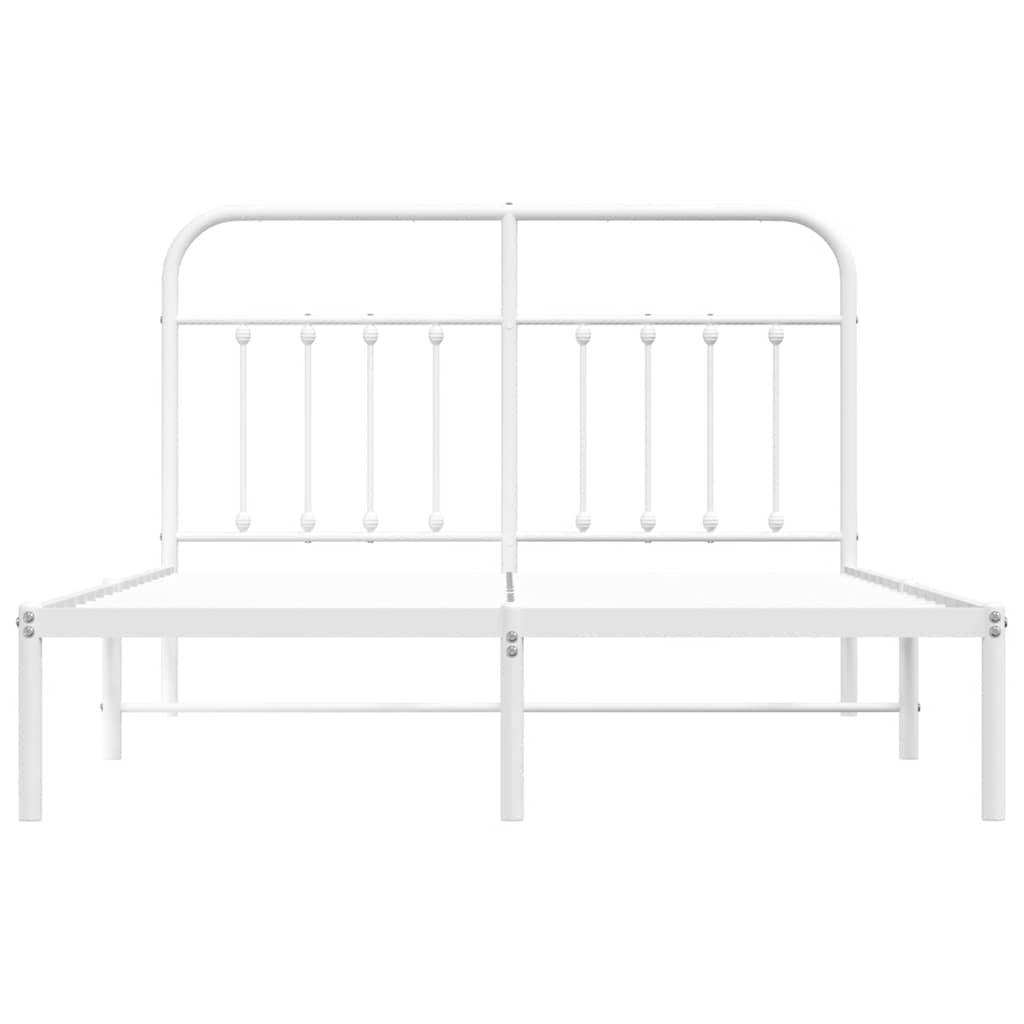 Metal Bed Frame without Mattress with Headboard White 140x190cm
