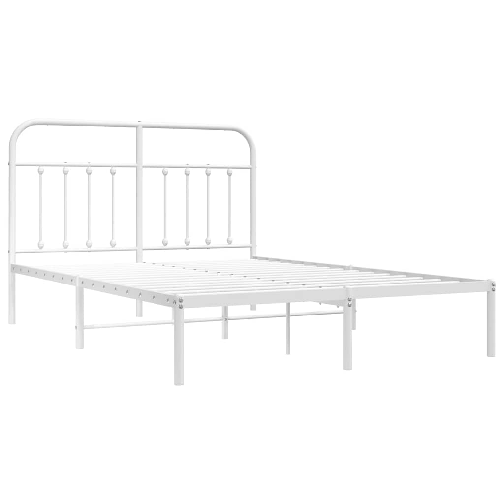 Metal Bed Frame without Mattress with Headboard White 140x200cm