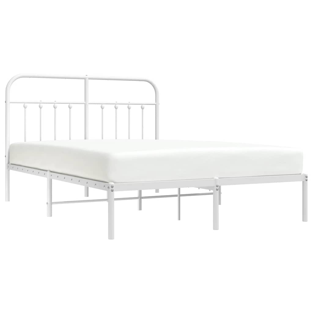 Metal Bed Frame without Mattress with Headboard White 140x200cm