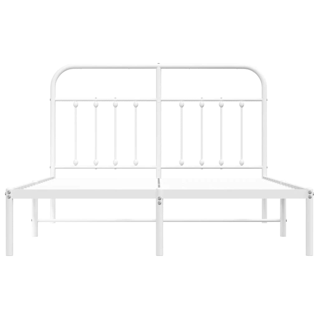 Metal Bed Frame without Mattress with Headboard White 140x200cm