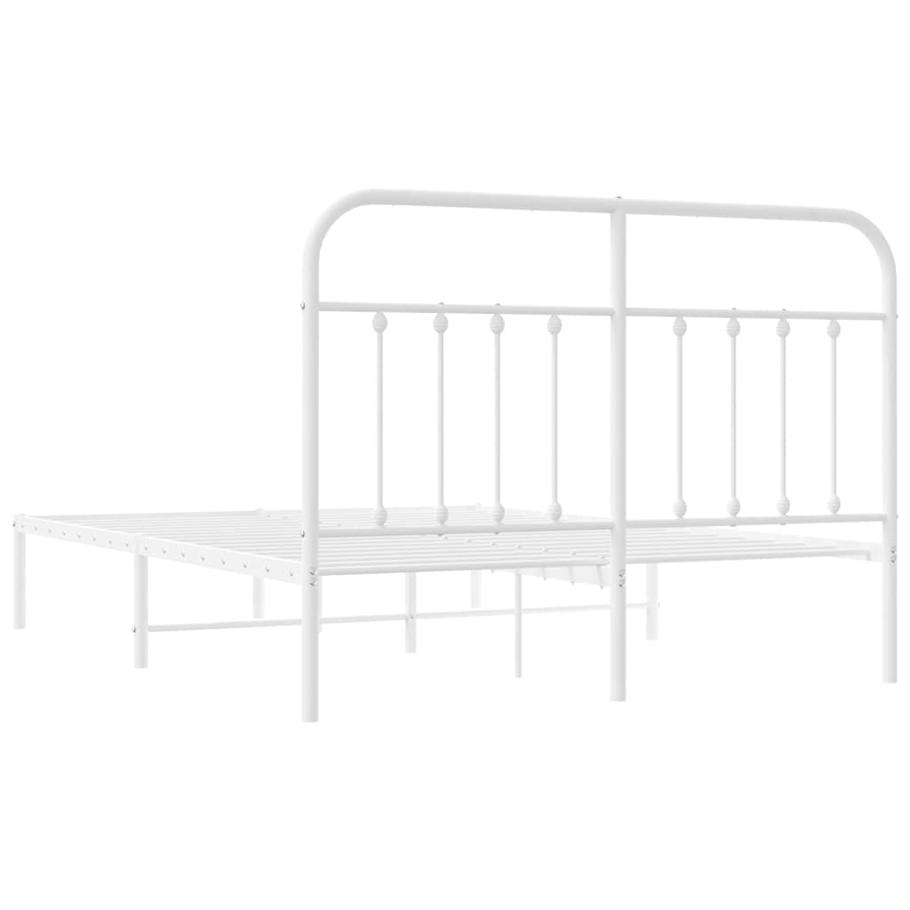 Metal Bed Frame without Mattress with Headboard White 140x200cm