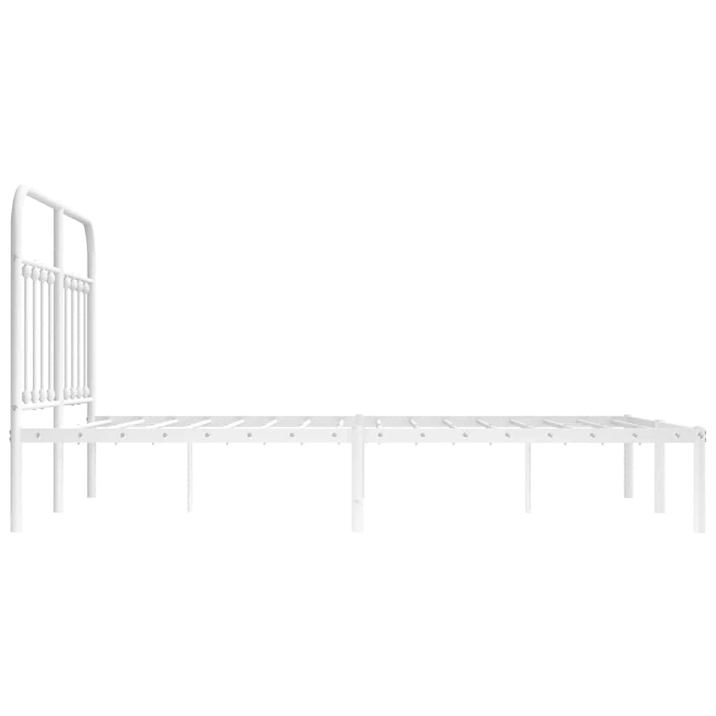 Metal Bed Frame without Mattress with Headboard White 150x200cm