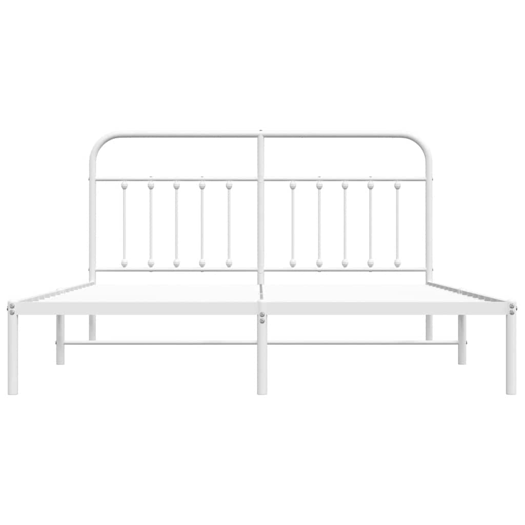 Metal Bed Frame without Mattress with Headboard White 180x200cm