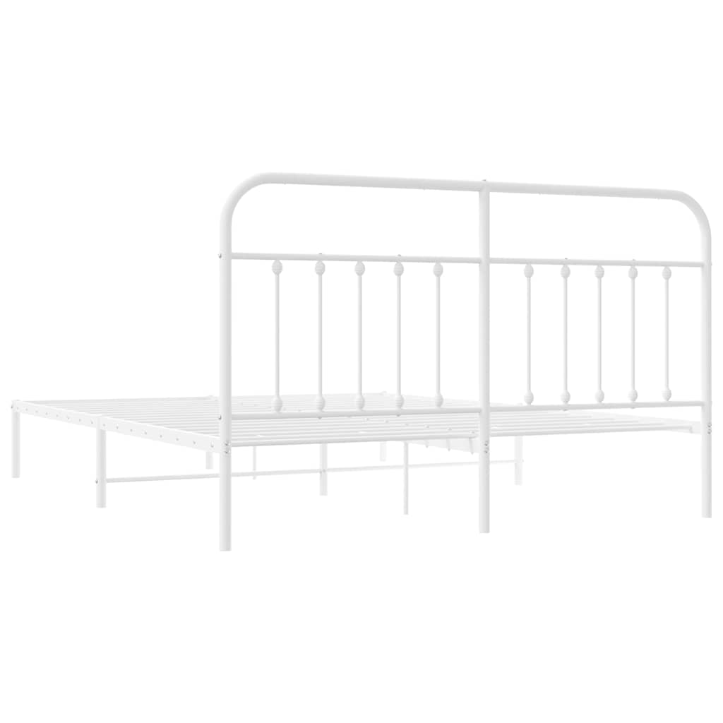 Metal Bed Frame without Mattress with Headboard White 180x200cm