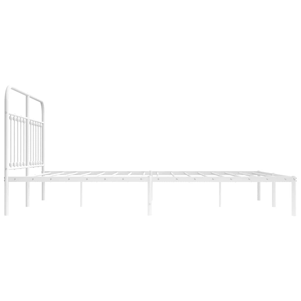 Metal Bed Frame without Mattress with Headboard White 183x213cm
