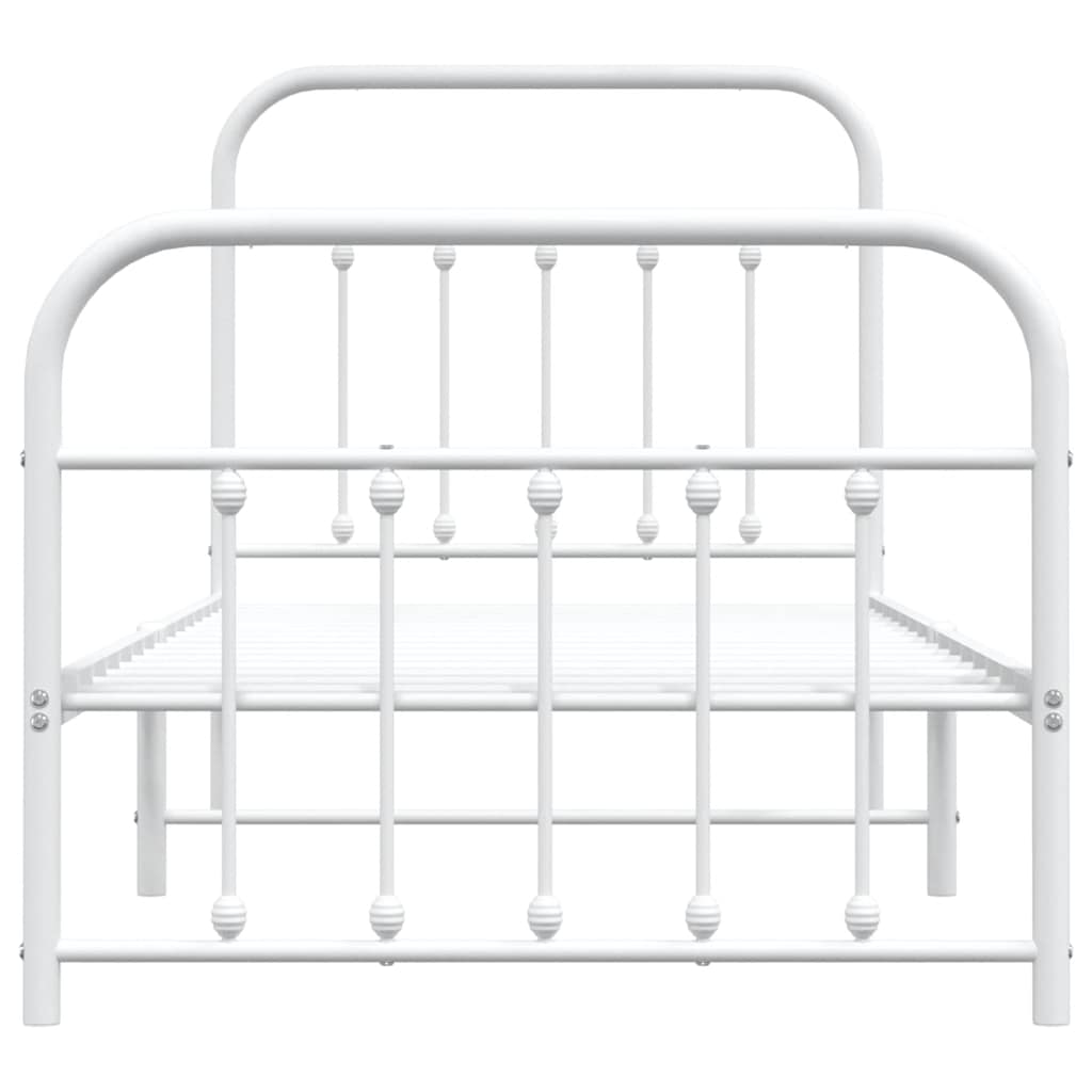 Metal Bed Frame without Mattress with Footboard White 90x190cm