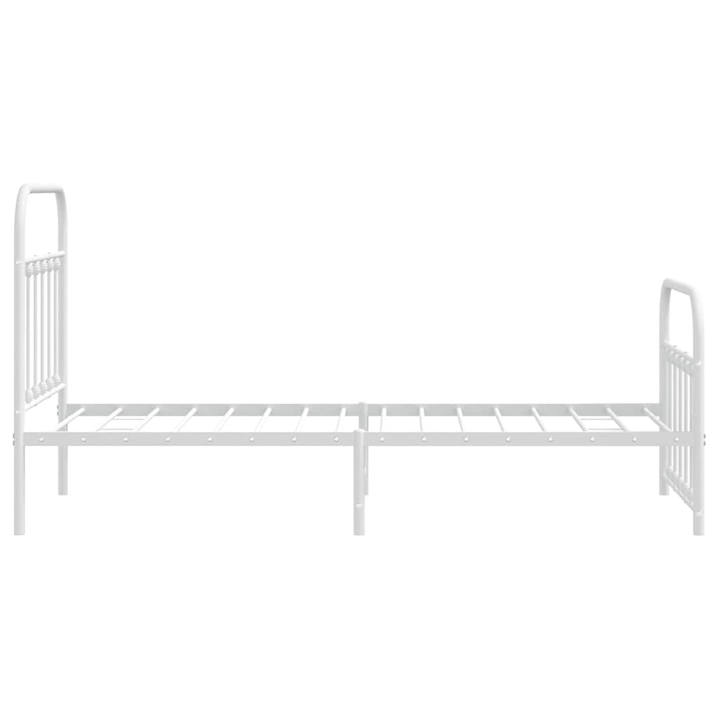 Metal Bed Frame without Mattress with Footboard White 90x190cm