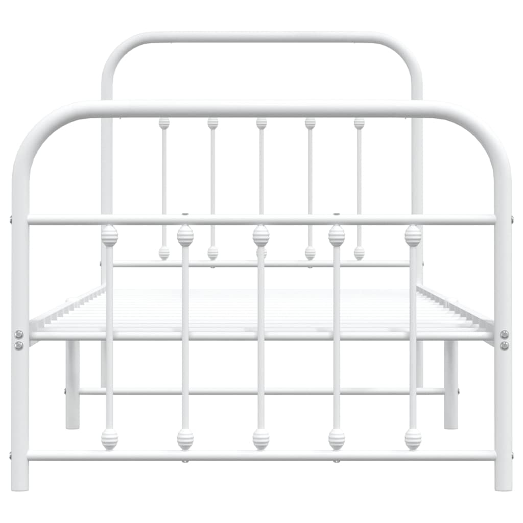 Metal Bed Frame without Mattress with Footboard White 90x200cm