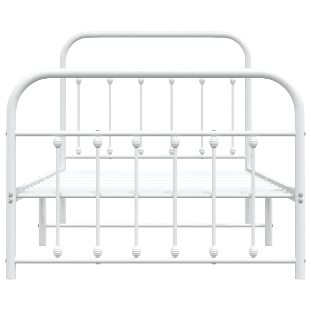 Metal Bed Frame without Mattress with Footboard White 100x190cm