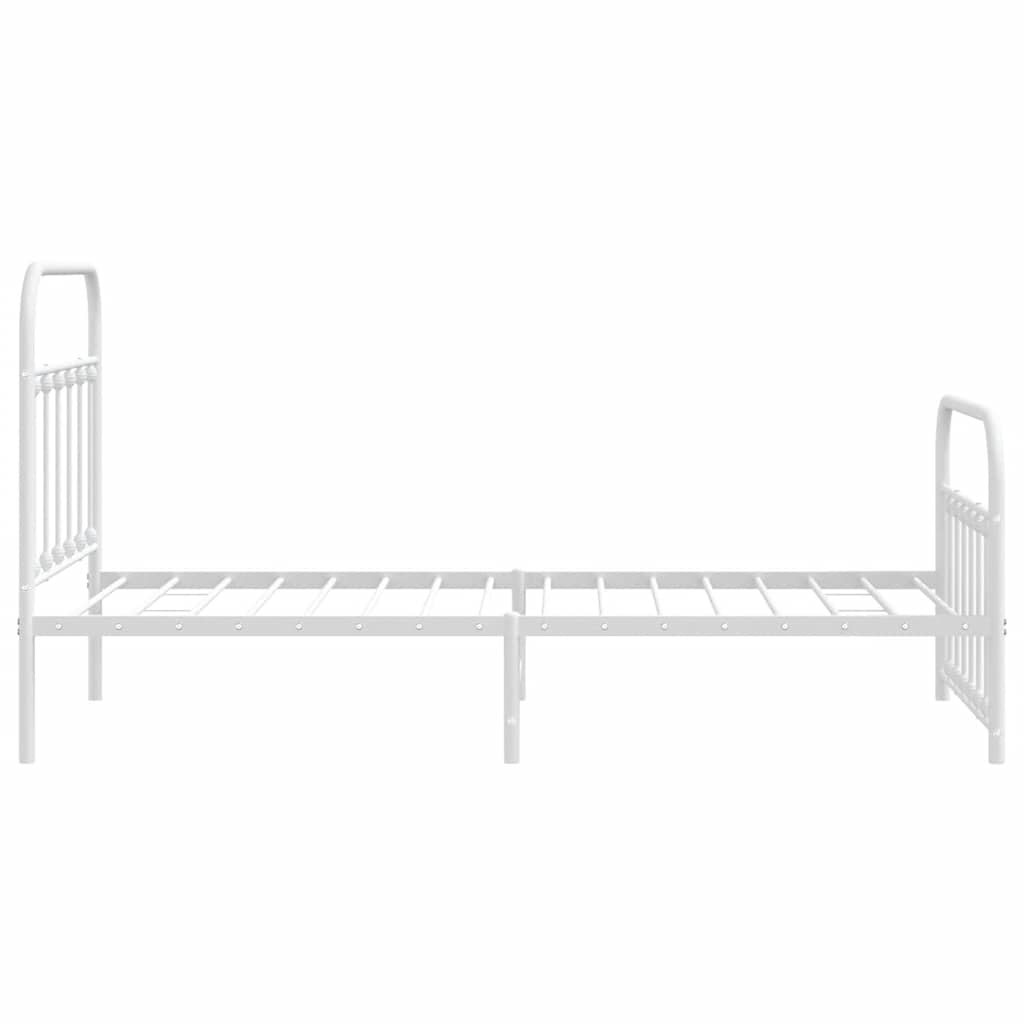 Metal Bed Frame without Mattress with Footboard White 100x190cm