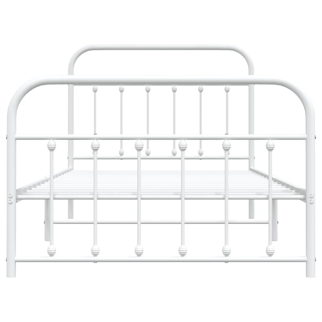 Metal Bed Frame without Mattress with Footboard White 100x200cm
